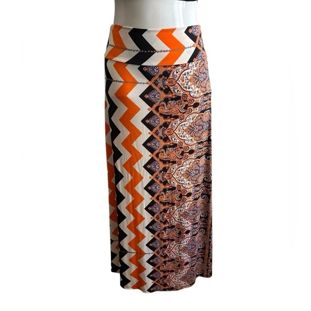 Bohemian High Waist Long Pencil Skirt Multi-print Pattern M - Picture 3 of 10